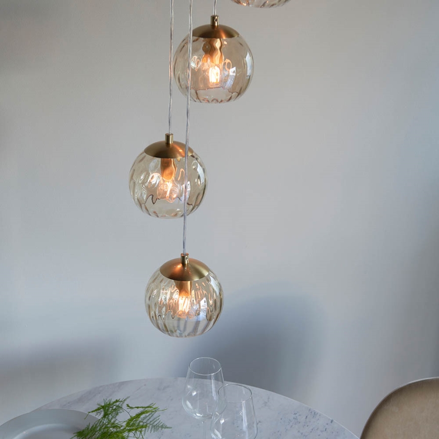 Endon 91972 - Suspension sur câble DIMPLE 5xE14/7W/230V doré/beige fumé