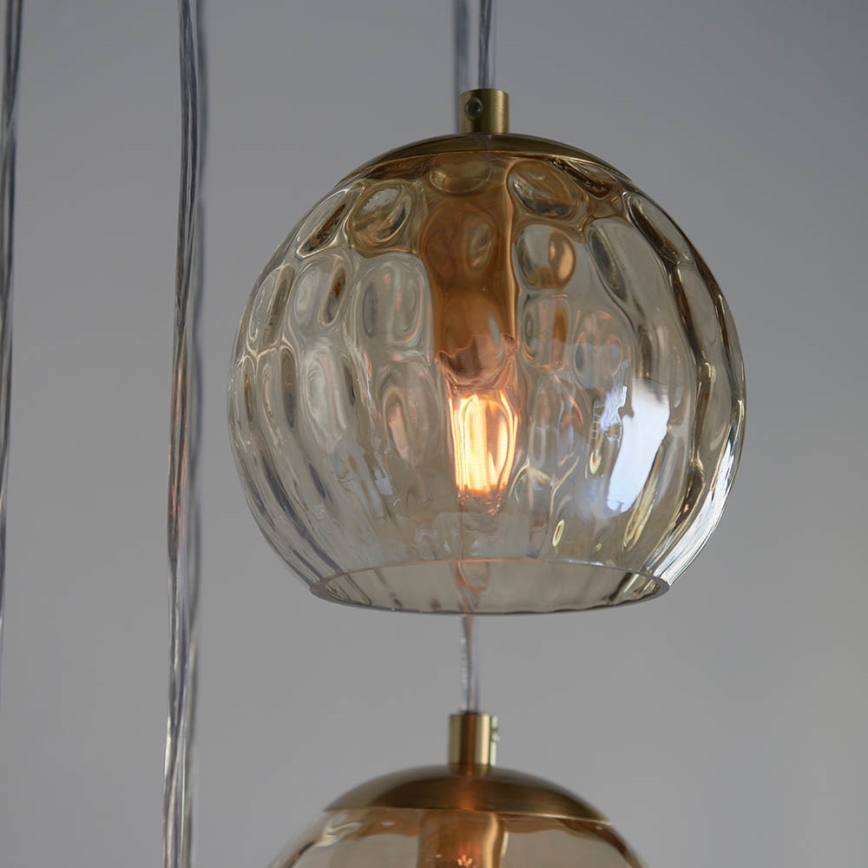 Endon 91972 - Suspension sur câble DIMPLE 5xE14/7W/230V doré/beige fumé