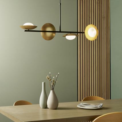 Endon 92036 - Hanglamp met kabel RUFFLE 4xG9/3W/230V messing/zwart