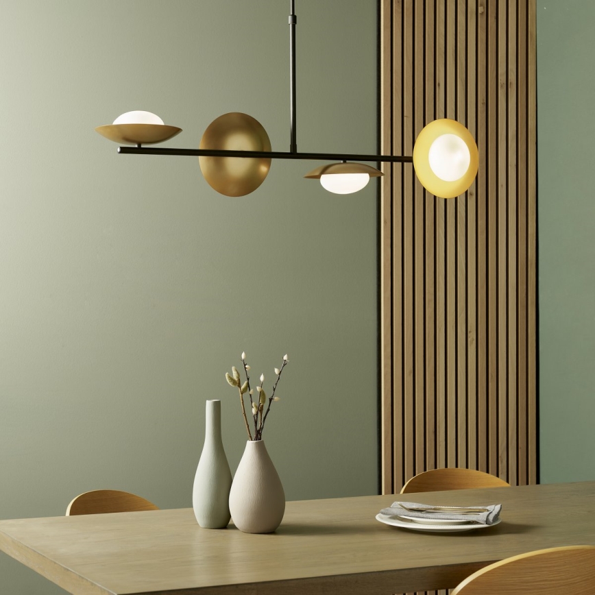 Endon 92036 - Hanglamp met kabel RUFFLE 4xG9/3W/230V messing/zwart