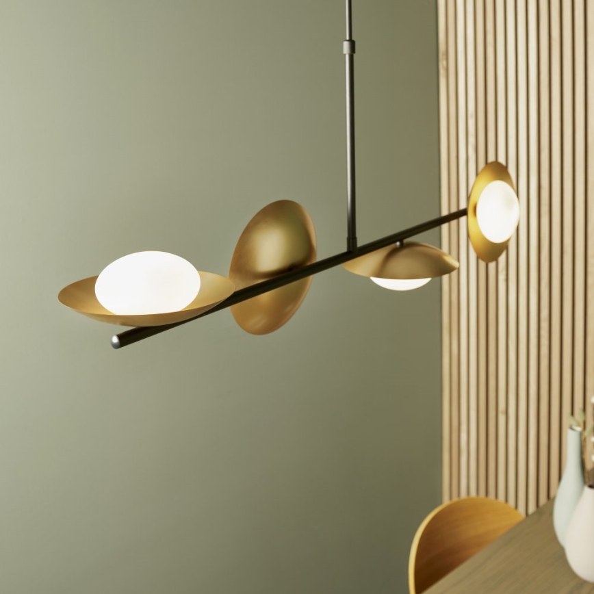 Endon 92036 - Hanglamp met kabel RUFFLE 4xG9/3W/230V messing/zwart