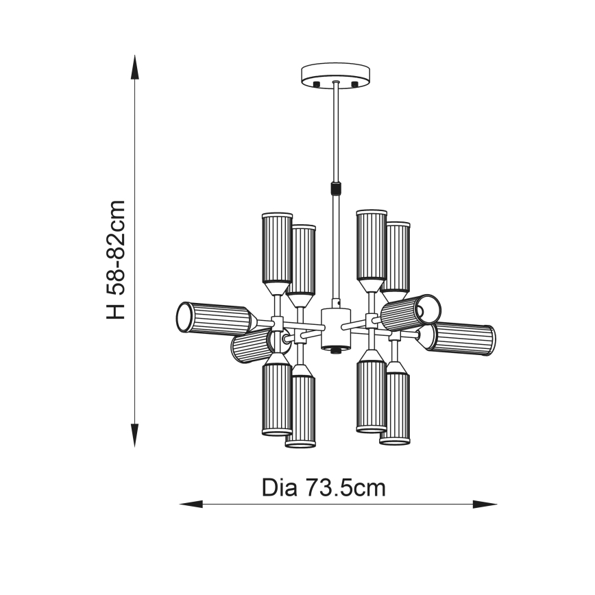 Endon 92214 - kroonluchter op stang TOUR 12xG9/3W/230V messing