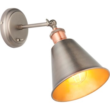 Endon 92866 - Spot mural HAL 1xE27/10W/230V, chrome mat/cuivre