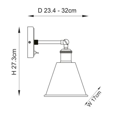 Endon 92866 - Wandspot HAL 1xE27/10W/230V mat chroom/koper