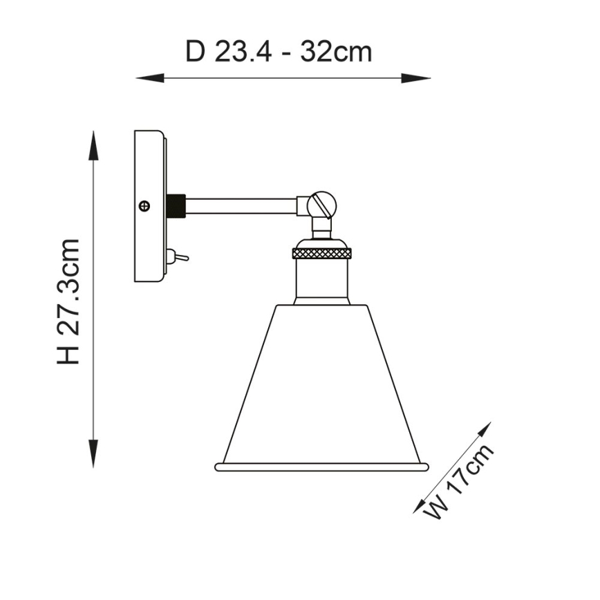 Endon 92866 - Wandspot HAL 1xE27/10W/230V mat chroom/koper