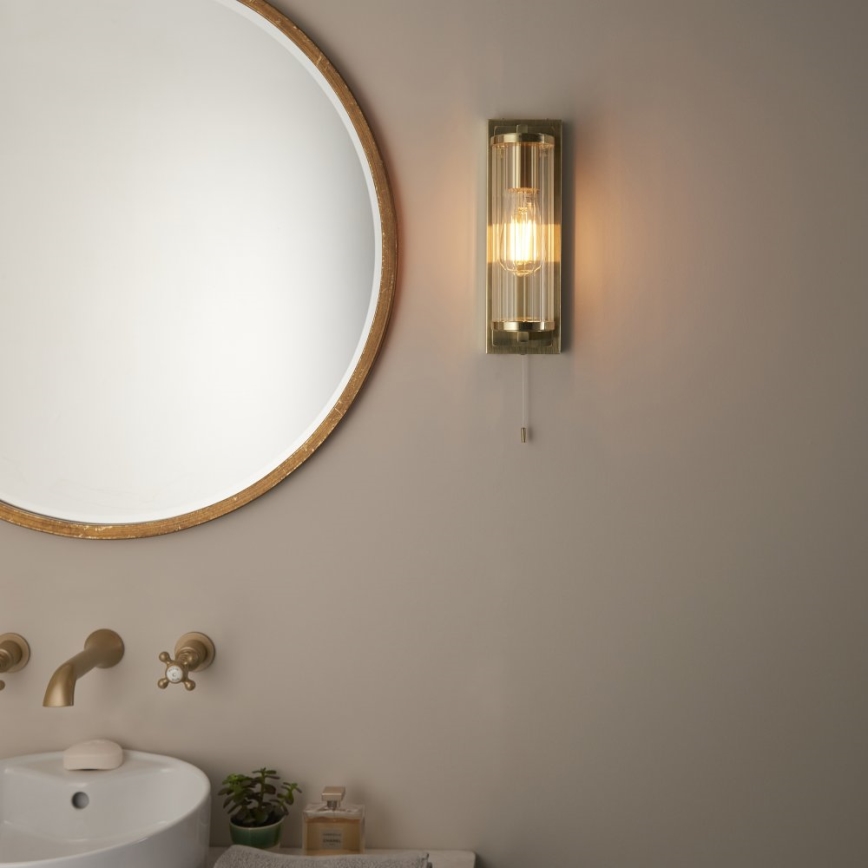 Endon 94075 - Badkamer wandlamp TAYLOR 1xE27/10W/230V IP44 goud