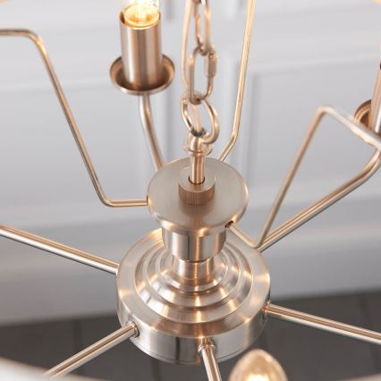 Endon 94357 - Kroonluchter aan ketting HIGHCLERE 6xE14/40W/230V Ø 55 cm beige/mat chroom