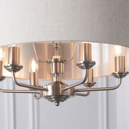 Endon 94357 - Kroonluchter aan ketting HIGHCLERE 6xE14/40W/230V Ø 55 cm beige/mat chroom