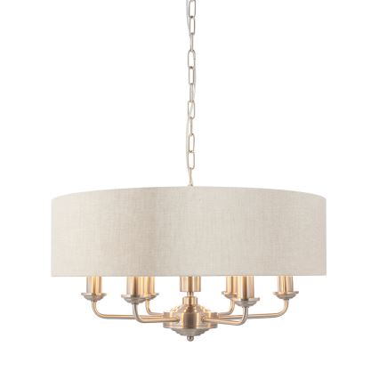 Endon 94357 - Suspension à chaîne HIGHCLERE 6xE14/40W/230V Ø 55 cm beige/chrome mat