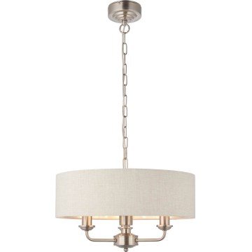 Endon 94361 - Hanglamp aan een ketting HIGHCLERE 3xE14/40W/230V beige/mat chroom