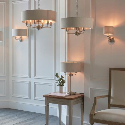 Endon 94361 - Hanglamp aan een ketting HIGHCLERE 3xE14/40W/230V beige/mat chroom