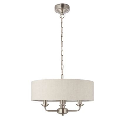 Endon 94361 - Hanglamp aan een ketting HIGHCLERE 3xE14/40W/230V beige/mat chroom