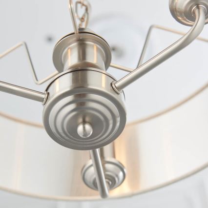 Endon 94361 - Hanglamp aan een ketting HIGHCLERE 3xE14/40W/230V beige/mat chroom