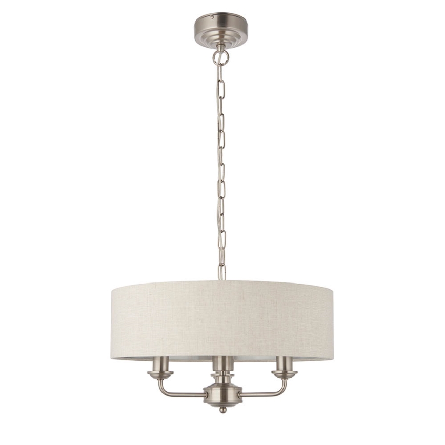 Endon 94361 - Suspension chaîne HIGHCLERE 3xE14/40W/230V beige/chrome mat
