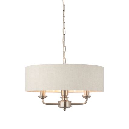 Endon 94361 - Suspension chaîne HIGHCLERE 3xE14/40W/230V beige/chrome mat
