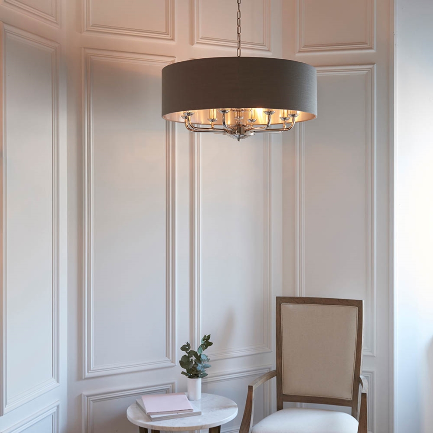 Endon 94373 - Hanglamp aan een ketting HIGHCLERE 6xE14/40W/230V grijs/glanzend chroom