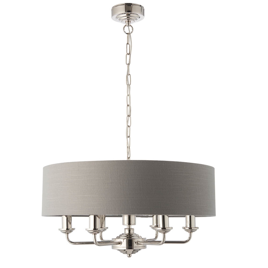Endon 94373 - Suspension chaîne HIGHCLERE 6xE14/40W/230V gris/chrome brillant