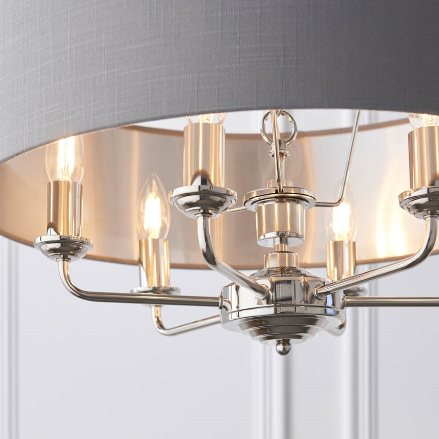 Endon 94373 - Suspension chaîne HIGHCLERE 6xE14/40W/230V gris/chrome brillant