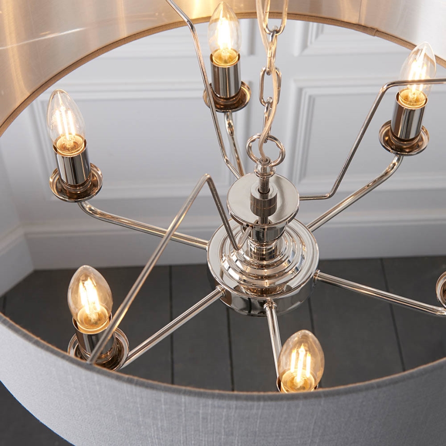 Endon 94373 - Suspension chaîne HIGHCLERE 6xE14/40W/230V gris/chrome brillant