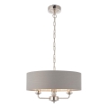 Endon 94377 - Hanglamp aan een ketting HIGHCLERE 3xE14/40W/230V grijs/glanzend chroom