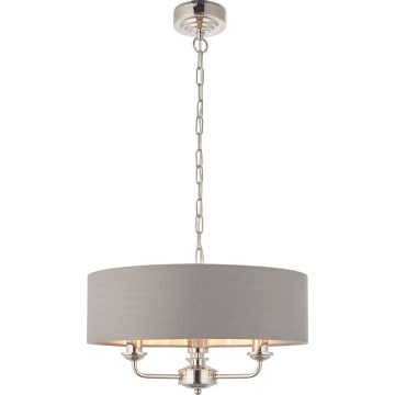 Endon 94377 - Hanglamp aan een ketting HIGHCLERE 3xE14/40W/230V grijs/glanzend chroom