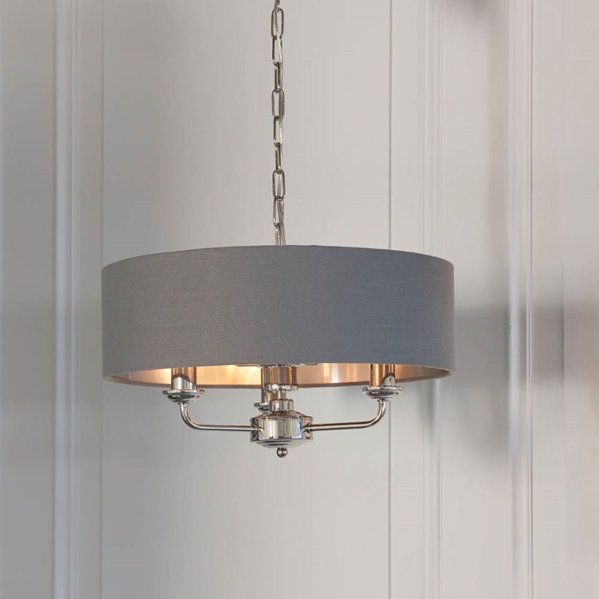Endon 94377 - Hanglamp aan een ketting HIGHCLERE 3xE14/40W/230V grijs/glanzend chroom