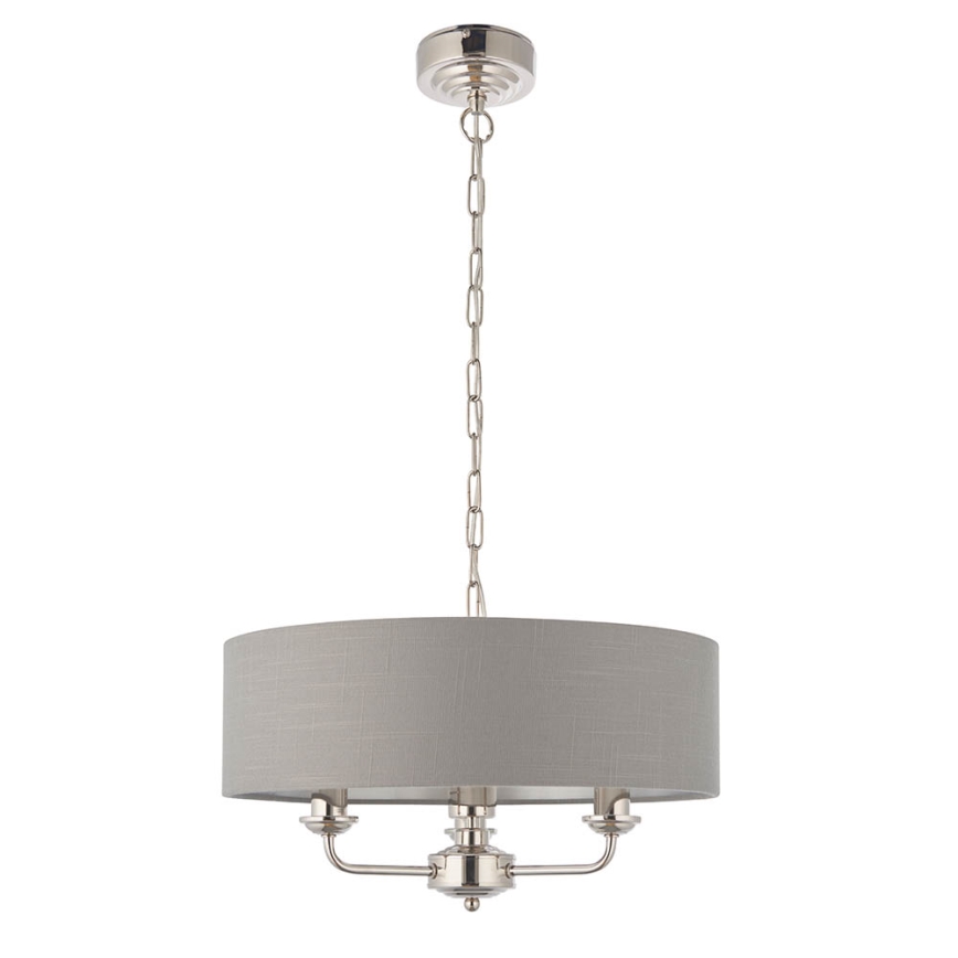 Endon 94377 - Hanglamp aan een ketting HIGHCLERE 3xE14/40W/230V grijs/glanzend chroom
