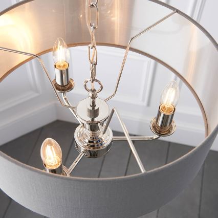 Endon 94377 - Hanglamp aan een ketting HIGHCLERE 3xE14/40W/230V grijs/glanzend chroom