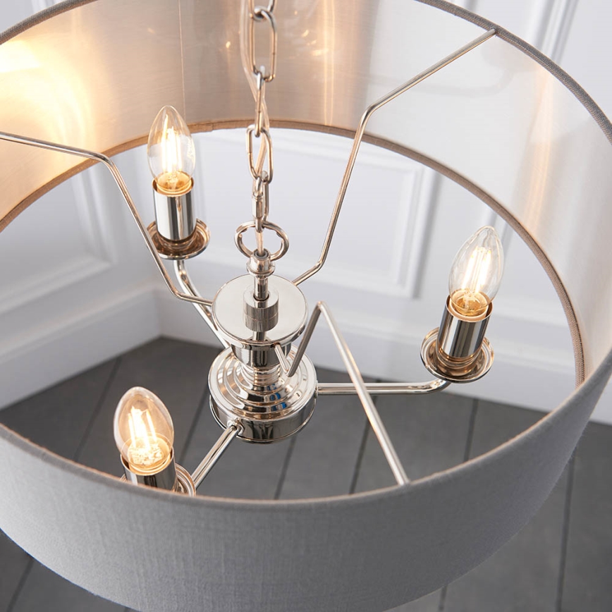 Endon 94377 - Hanglamp aan een ketting HIGHCLERE 3xE14/40W/230V grijs/glanzend chroom