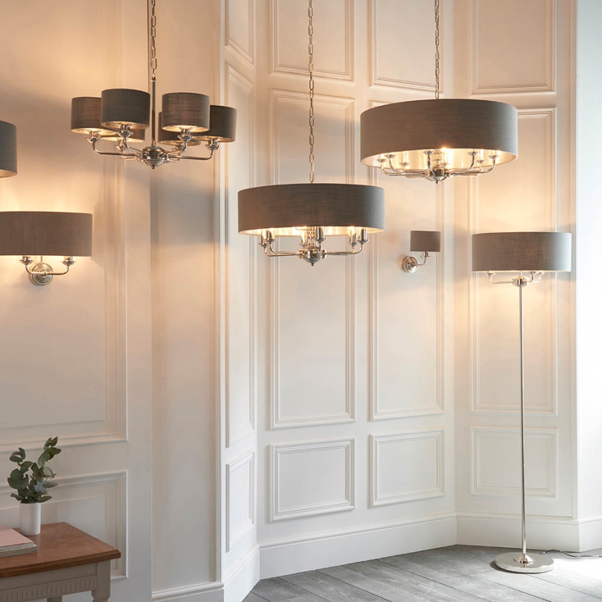 Endon 94378 - Staande Lamp HIGHCLERE 1xE14/40W/230V grijs/glanzend chroom
