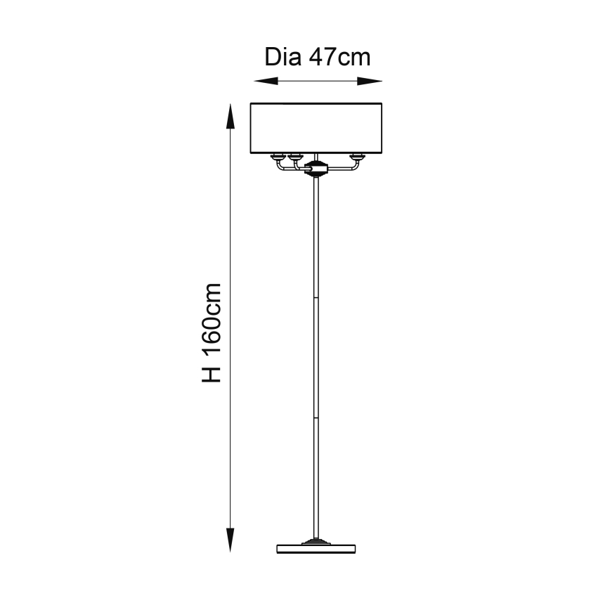 Endon 94378 - Staande Lamp HIGHCLERE 1xE14/40W/230V grijs/glanzend chroom