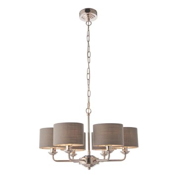 Endon 94381 - Hanglamp aan een ketting HIGHCLERE 6xE14/28W/230V grijs/glanzend chroom