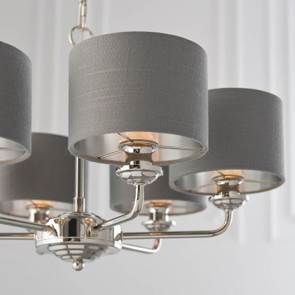 Endon 94381 - Hanglamp aan een ketting HIGHCLERE 6xE14/28W/230V grijs/glanzend chroom