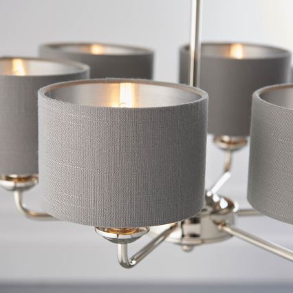 Endon 94381 - Hanglamp aan een ketting HIGHCLERE 6xE14/28W/230V grijs/glanzend chroom