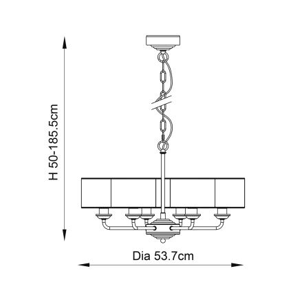 Endon 94381 - Hanglamp aan een ketting HIGHCLERE 6xE14/28W/230V grijs/glanzend chroom