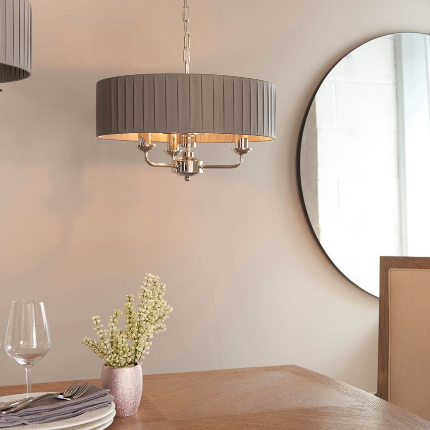 Endon 94394 - Suspension chaîne HIGHCLERE 3xE14/40W/230V gris foncé/chrome brillant