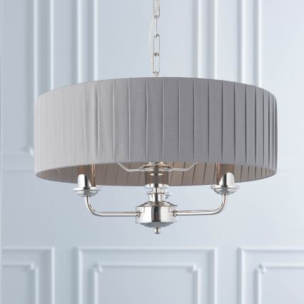 Endon 94394 - Suspension chaîne HIGHCLERE 3xE14/40W/230V gris foncé/chrome brillant