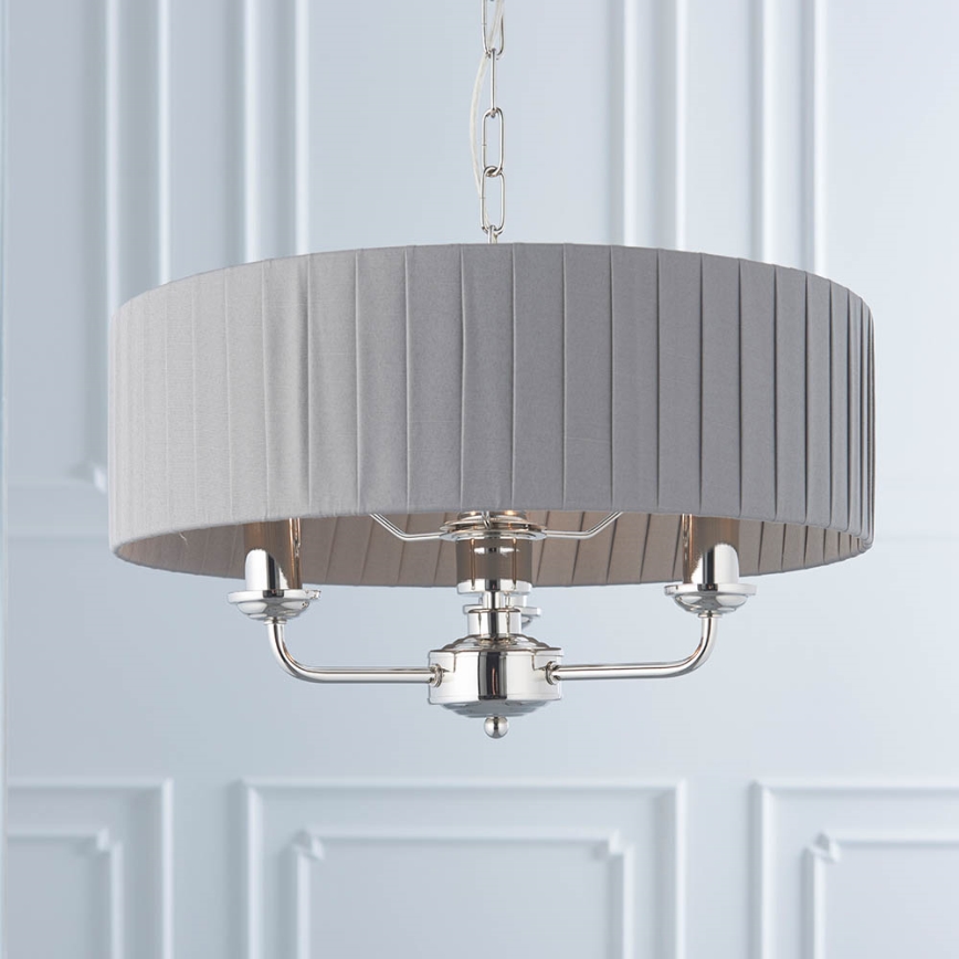 Endon 94394 - Suspension chaîne HIGHCLERE 3xE14/40W/230V gris foncé/chrome brillant