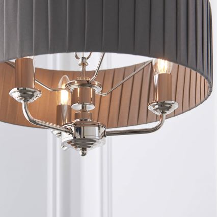 Endon 94394 - Suspension chaîne HIGHCLERE 3xE14/40W/230V gris foncé/chrome brillant