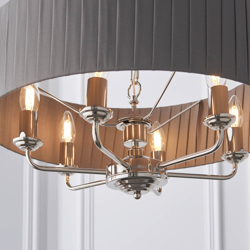 Endon 94397 - Suspension chaîne HIGHCLERE 6xE14/40W/230V gris/chrome brillant