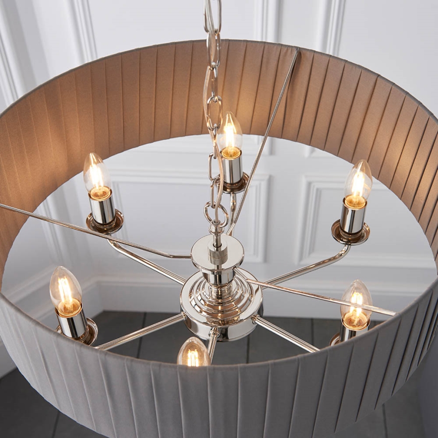 Endon 94397 - Suspension chaîne HIGHCLERE 6xE14/40W/230V gris/chrome brillant