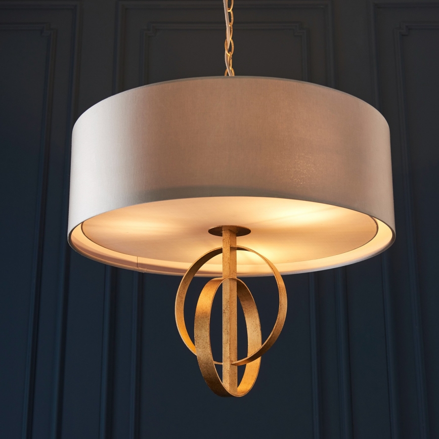 Endon 95212 - Hanglamp aan ketting 3xE27/10W/230V Ø 60 cm grijs/messing