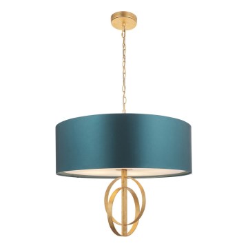 Endon 95219 - Kroonluchter aan ketting 5xE27/10W/230V Ø 70 cm blauw/messing