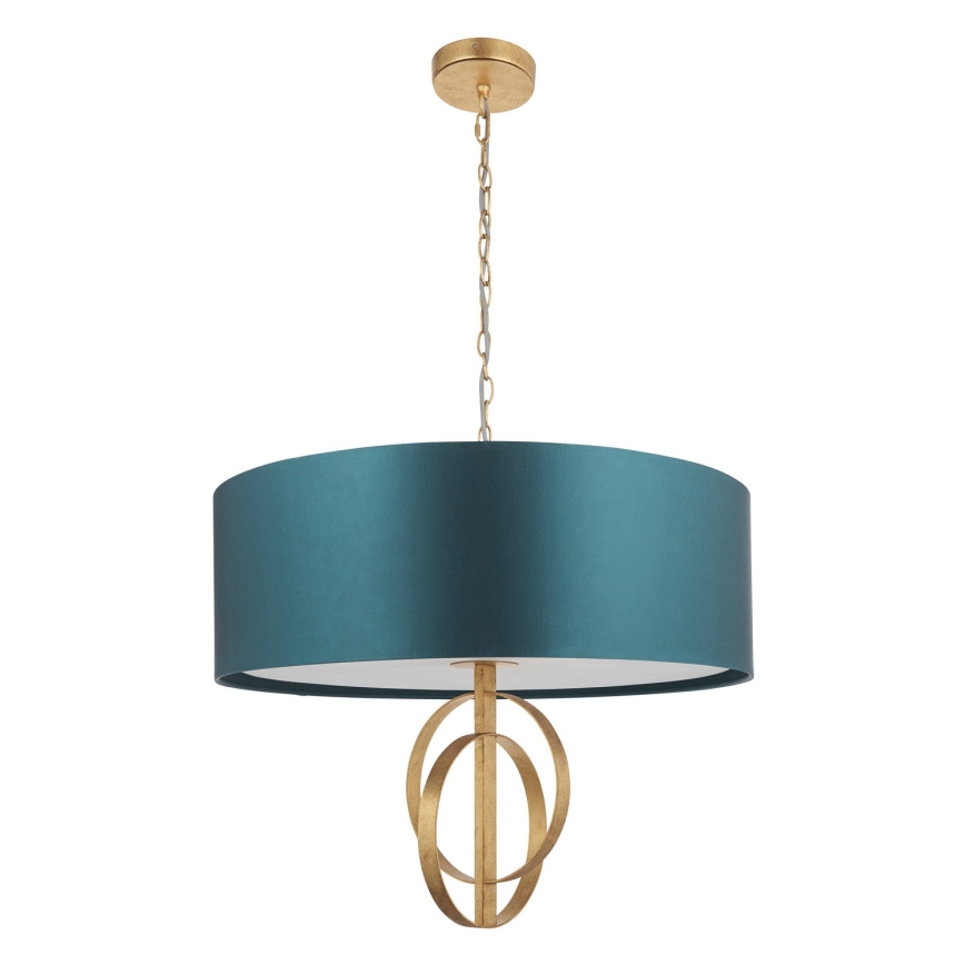 Endon 95219 - Lustre sur chaîne 5xE27/10W/230V Ø 70 cm bleu/laiton