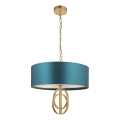 Endon 95220 - Kroonluchter met ketting 3xE27/10W/230V Ø 60 cm blauw/messing