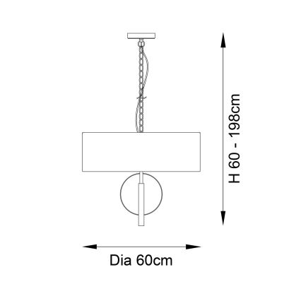 Endon 95220 - Kroonluchter met ketting 3xE27/10W/230V Ø 60 cm blauw/messing