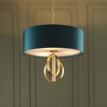 Endon 95220 - Lustre sur chaîne 3xE27/10W/230V Ø 60 cm bleu/laiton