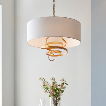 Endon 95268 - Lustre suspendu sur chaîne 3xE14/6W/230V Ø 60 cm blanc/laiton