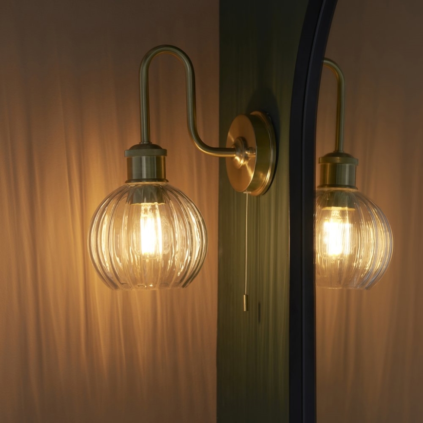 Endon 95507 - Badkamer wandlamp KENDALL 1xE27/10W/230V IP44 messing