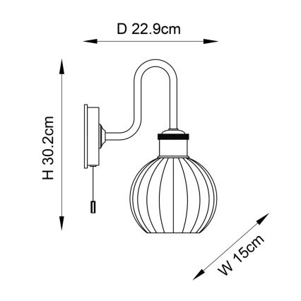Endon 95507 - Badkamer wandlamp KENDALL 1xE27/10W/230V IP44 messing